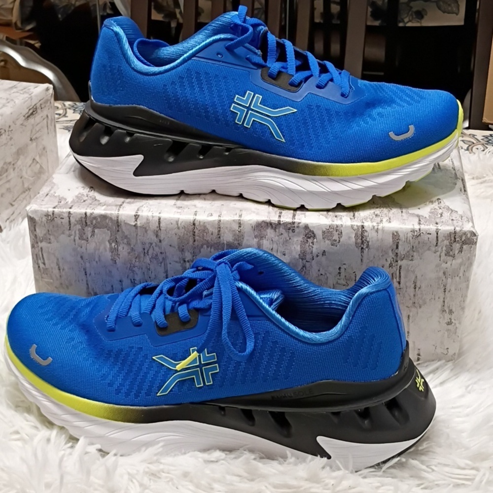 KURU Cloud+ Triple Max Ion Blue & Yellow Running Plantar Fascitis Sneakers 10M